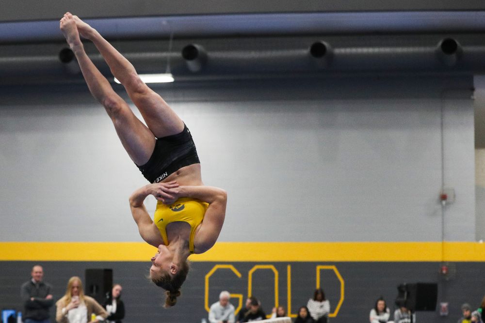 Allyson Steffensmeier performs on the beam during the Iowa women’s gymnastics Black and Gold Intraquad Meet on Saturday, December 7, 2019 at the UI Field House. (Lily Smith/hawkeyesports.com)