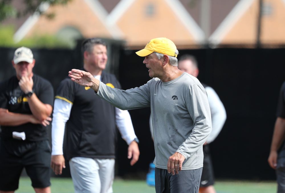 Iowa Hawkeyes head coach Kirk Ferentz during Fall Camp Practice No. 4 Monday, August 5, 2019 at the Ronald D. and Margaret L. Kenyon Football Practice Facility. (Brian Ray/hawkeyesports.com)