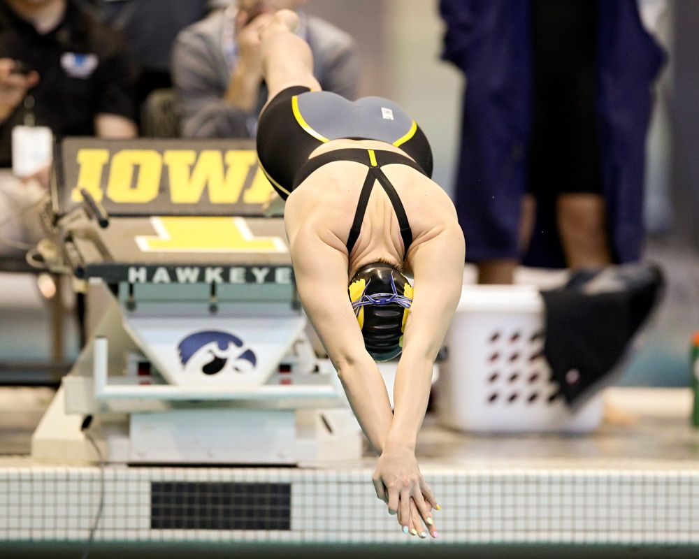 Iowa’s Anna Brooker swims the women’s 500 yard freestyle preliminary event during the 2020 Women’s Big Ten Swimming and Diving Championships at the Campus Recreation and Wellness Center in Iowa City on Thursday, February 20, 2020. (Stephen Mally/hawkeyesports.com)