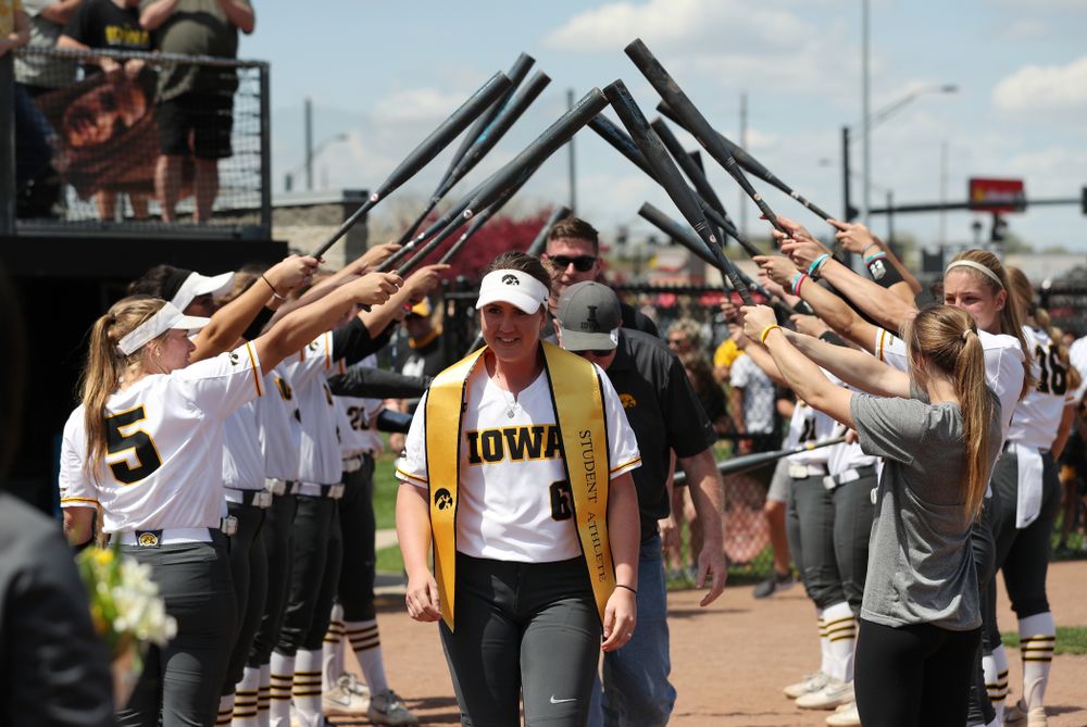 Iowa Hawkeyes Erin Riding (6) during senior day festivities following their game against the Ohio State Buckeyes Sunday, May 5, 2019 at Pearl Field. (Brian Ray/hawkeyesports.com)ic 