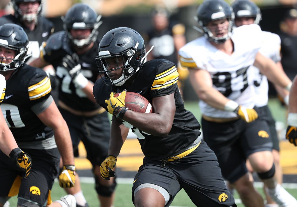 Iowa Hawkeyes running back Shadrick Byrd (23) during Fall Camp Practice No. 4 Monday, August 5, 2019 at the Ronald D. and Margaret L. Kenyon Football Practice Facility. (Brian Ray/hawkeyesports.com)