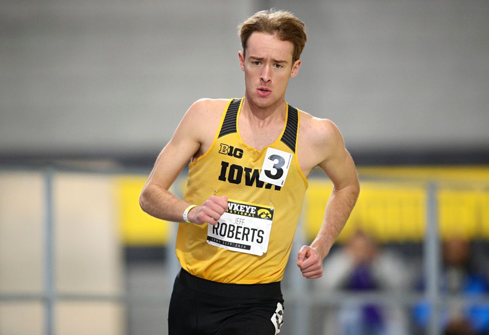 Iowa’s Jeff Roberts runs the men’s 1000 meter run event during the Hawkeye Invitational at the Recreation Building in Iowa City on Saturday, January 11, 2020. (Stephen Mally/hawkeyesports.com)