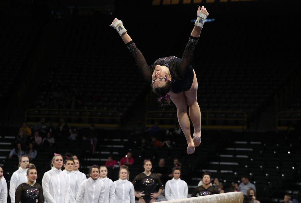 Iowa's Alex Greenwald competes on the beam during their meet against the Minnesota Golden Gophers Saturday, January 19, 2019 at Carver-Hawkeye Arena. (Brian Ray/hawkeyesports.com)