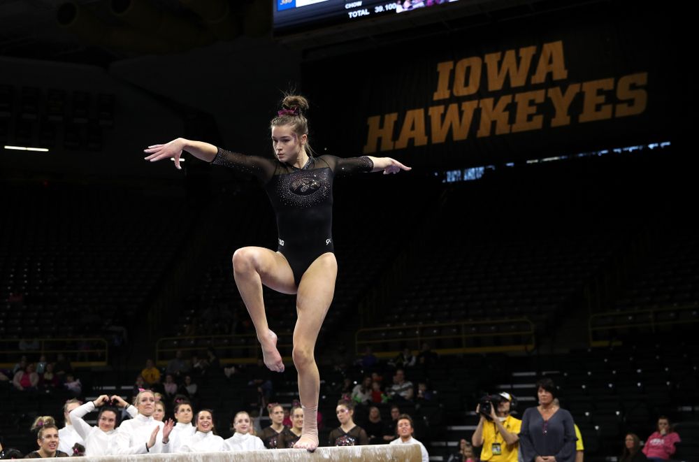 Iowa's Mackenzie Vance competes on the beam during their meet against the Minnesota Golden Gophers Saturday, January 19, 2019 at Carver-Hawkeye Arena. (Brian Ray/hawkeyesports.com)