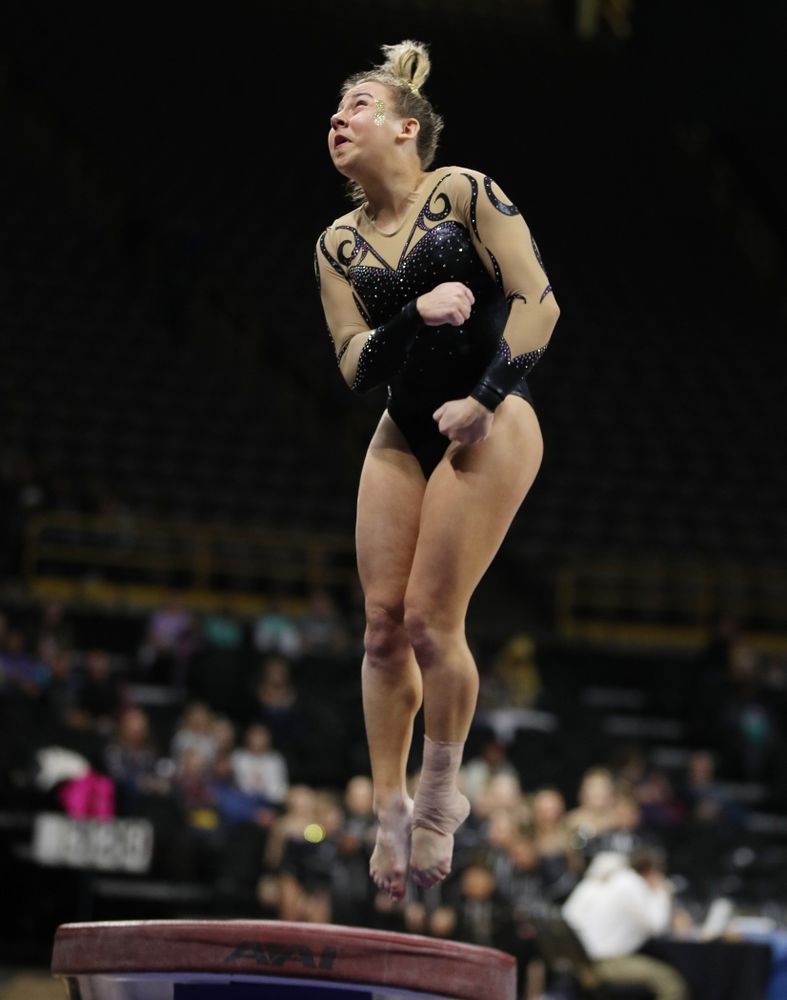 Iowa's Alex Greenwald competes on the vault during their meet against Southeast Missouri State Friday, January 11, 2019 at Carver-Hawkeye Arena. (Brian Ray/hawkeyesports.com)