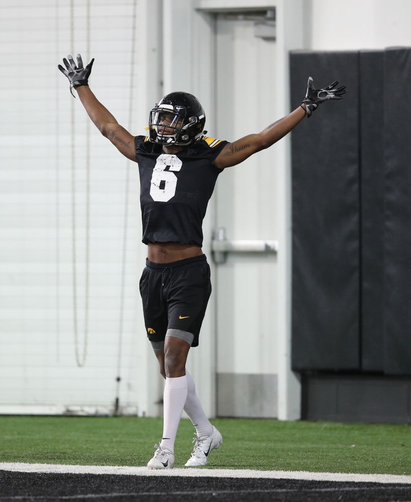 Iowa Hawkeyes wide receiver Ihmir Smith-Marsette (6) during preparation for the 2019 Outback Bowl Tuesday, December 18, 2018 at the Hansen Football Performance Center. (Brian Ray/hawkeyesports.com)