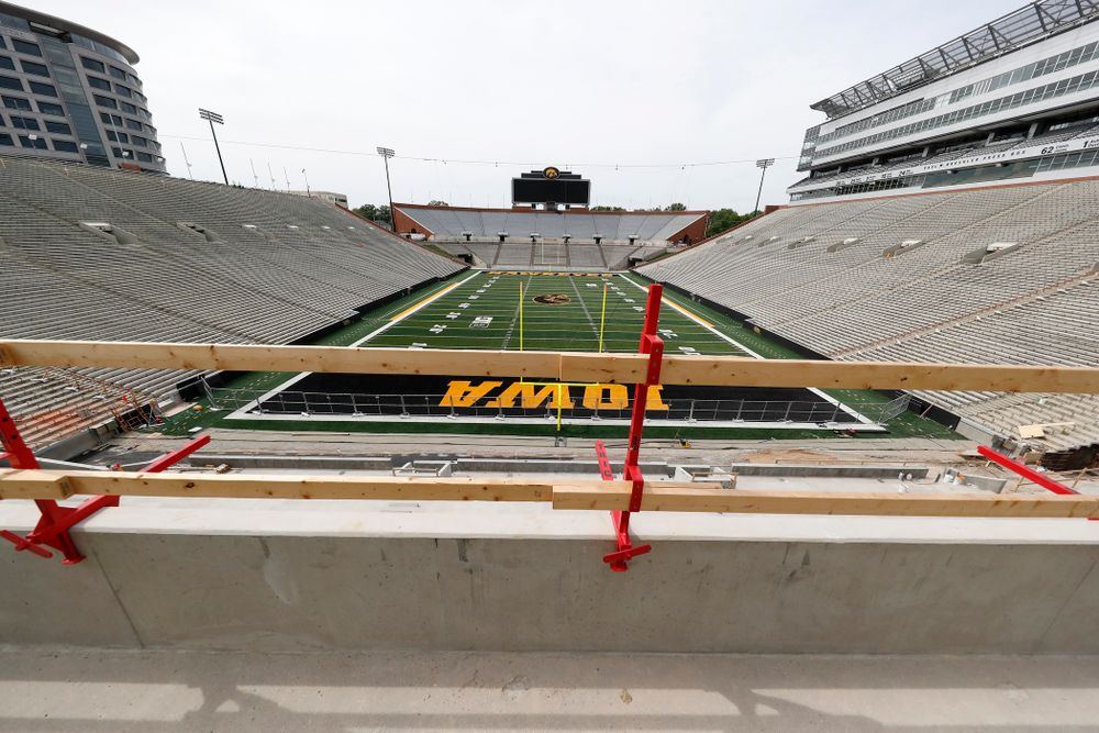 The mid-field view from the outdoor seating on the club level of the north end zone Wednesday, June 6, 2018 at Kinnick Stadium. (Brian Ray/hawkeyesports.com)