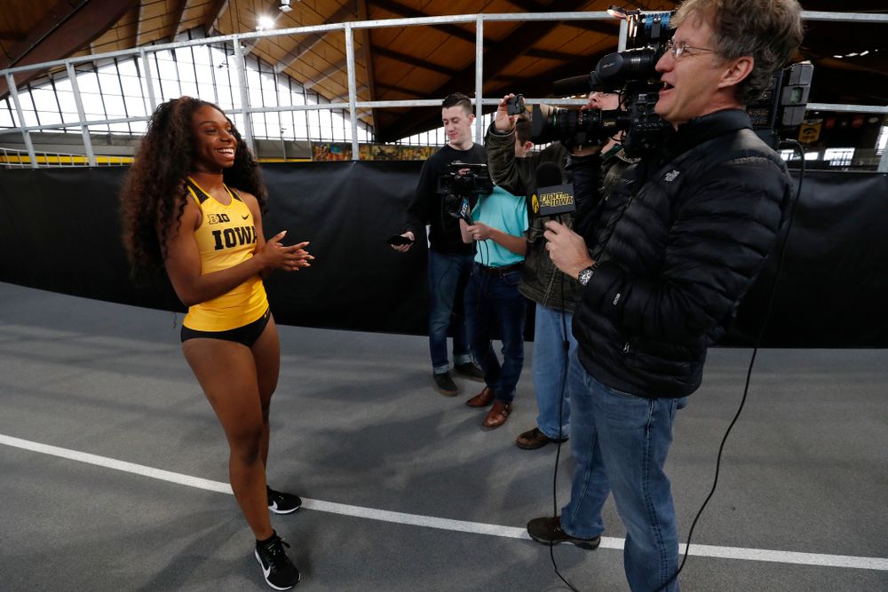 Brittany Brown during the team's media day Wednesday, January 10, 2018 at the indoor track in the Recreation Building. (Brian Ray/hawkeyesports.com)