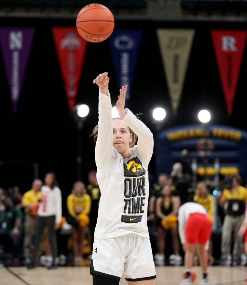 Iowa Hawkeyes guard Kathleen Doyle (22) against Ohio State in the quarterfinals of the Big Ten Basketball Tournament Friday, March 6, 2020 at Bankers Life Fieldhouse in Indianapolis. (Brian Ray/hawkeyesports.com)
