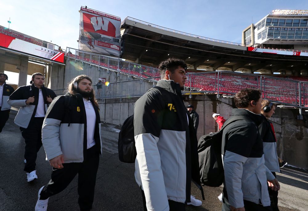 Iowa Hawkeyes offensive lineman Tristan Wirfs (74) against the Wisconsin Badgers Saturday, November 9, 2019 at Camp Randall Stadium in Madison, Wisc. (Brian Ray/hawkeyesports.com)
