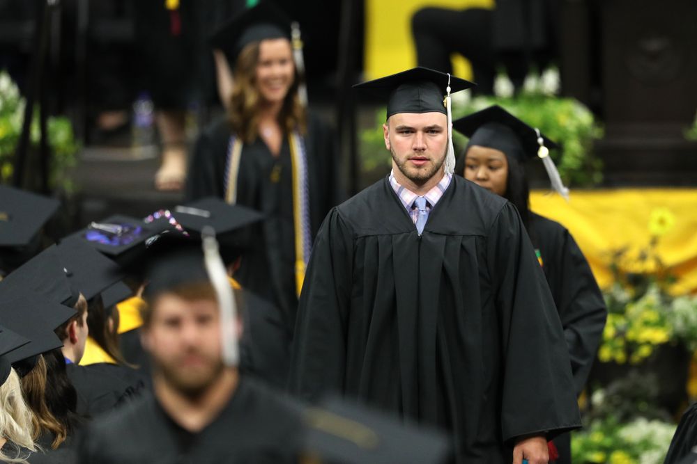 Hawkeye FootballÕs Colten Rastetter during the College of Liberal Arts and Sciences spring commencement Saturday, May 11, 2019 at Carver-Hawkeye Arena. (Brian Ray/hawkeyesports.com)