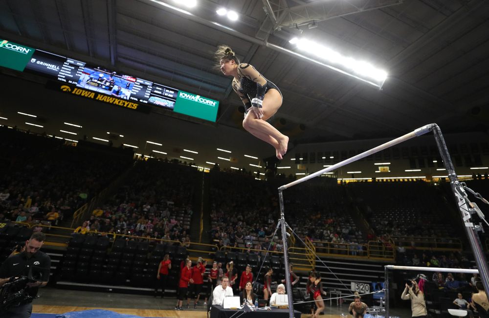 Iowa's Nicole Chow competes on the bars during their meet against Southeast Missouri State Friday, January 11, 2019 at Carver-Hawkeye Arena. (Brian Ray/hawkeyesports.com)