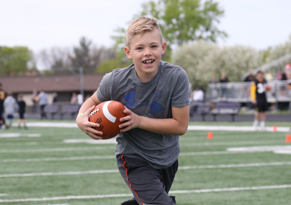 The Hawkeye Football youth clinic Saturday, May 4, 2019 in Johnston. (Max Allen/hawkeyesports.com)