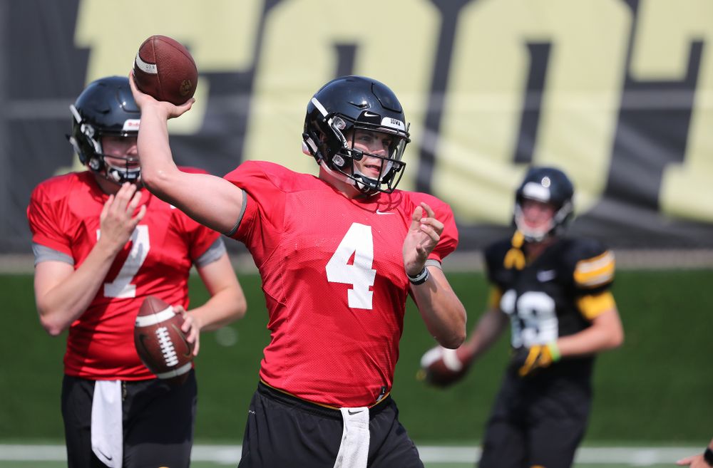 Iowa Hawkeyes quarterback Nathan Stanley (4) during the third practice of fall camp Sunday, August 5, 2018 at the Kenyon Football Practice Facility. (Brian Ray/hawkeyesports.com)