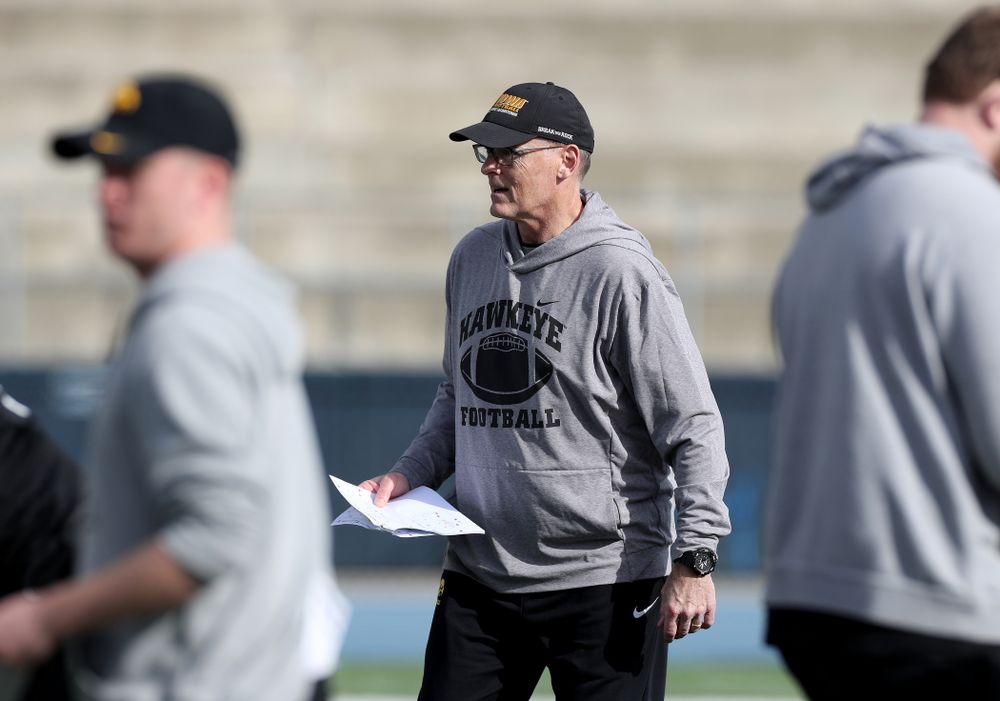 Iowa Hawkeyes assistant defensive line coach Jay Niemann during Holiday Bowl Practice No. 3  Tuesday, December 24, 2019 at San Diego Mesa College. (Brian Ray/hawkeyesports.com)