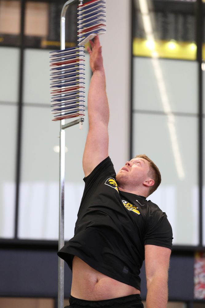 Iowa Hawkeyes defensive end Parker Hesse (40) during the teamÕs annual Pro Day Monday, March 25, 2019 at the Hansen Football Performance Center. (Brian Ray/hawkeyesports.com)