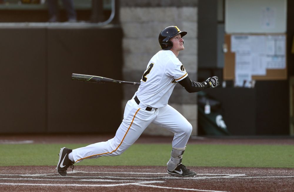 Iowa Hawkeyes infielder Brendan Sher (2) against the Michigan State Spartans Friday, May 10, 2019 at Duane Banks Field. (Brian Ray/hawkeyesports.com)