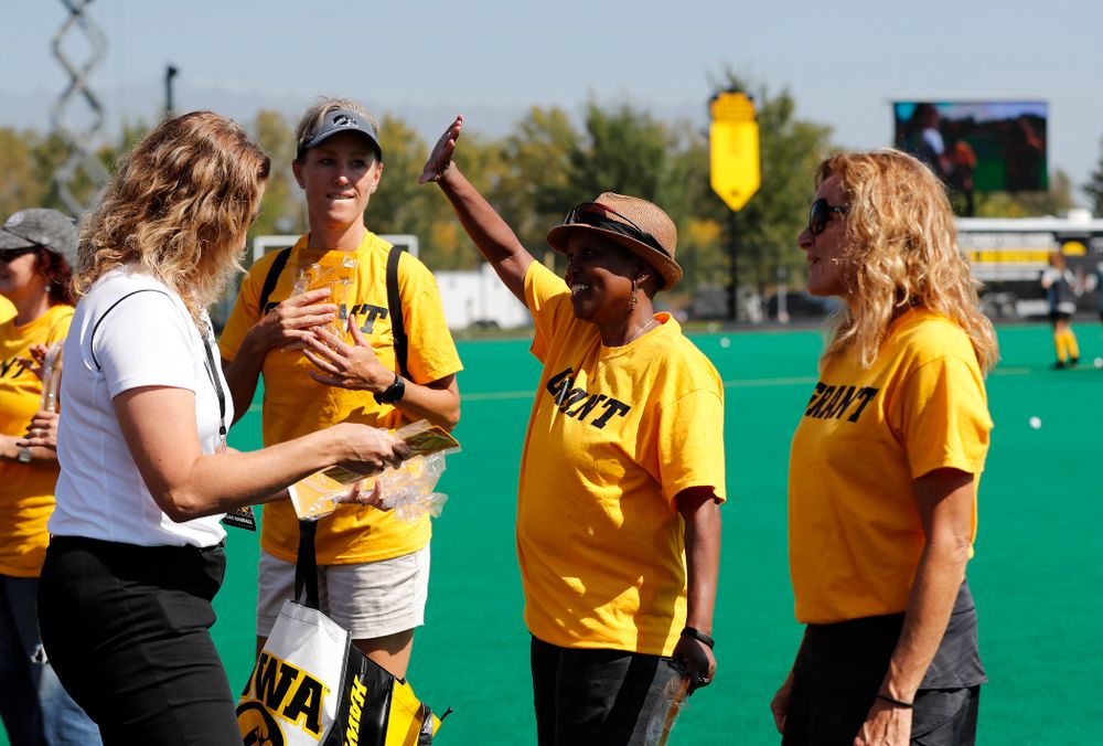 Former field hockey players receive their varsity letters before the Iowa Hawkeyes game against Indiana Sunday, September 16, 2018 at Grant Field. (Brian Ray/hawkeyesports.com)