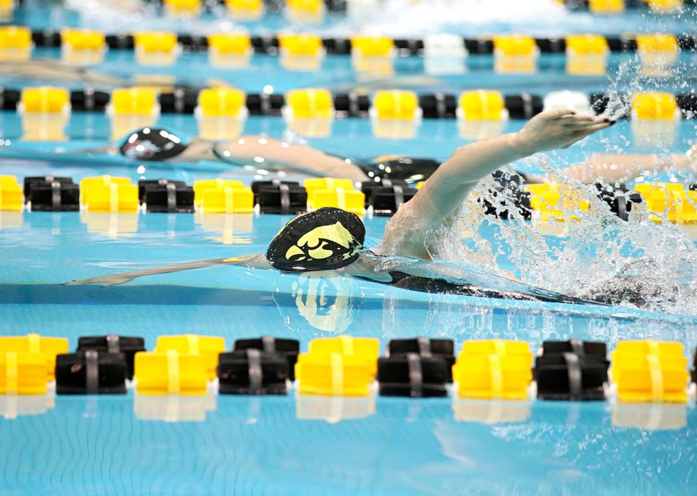 Iowa’s Hannah Burvill swims the women’s 200 yard freestyle final event during the 2020 Women’s Big Ten Swimming and Diving Championships at the Campus Recreation and Wellness Center in Iowa City on Friday, February 21, 2020. (Stephen Mally/hawkeyesports.com)