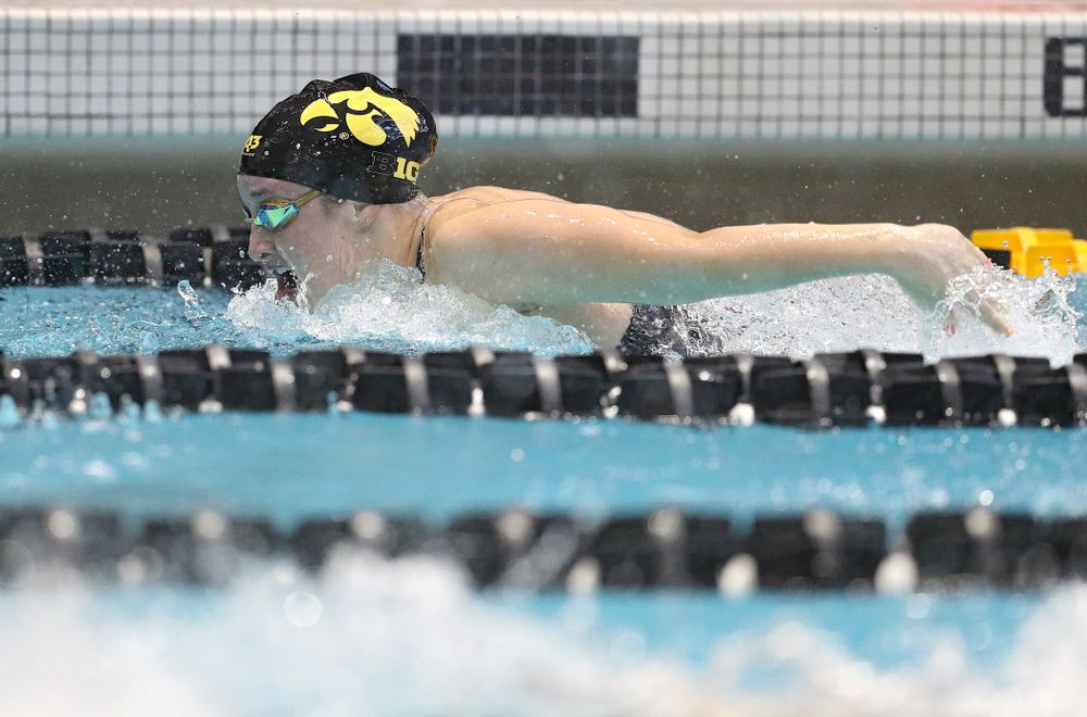 Iowa’s Lexi Horner swims the women’s 400 yard individual medley preliminary event during the 2020 Women’s Big Ten Swimming and Diving Championships at the Campus Recreation and Wellness Center in Iowa City on Friday, February 21, 2020. (Stephen Mally/hawkeyesports.com)