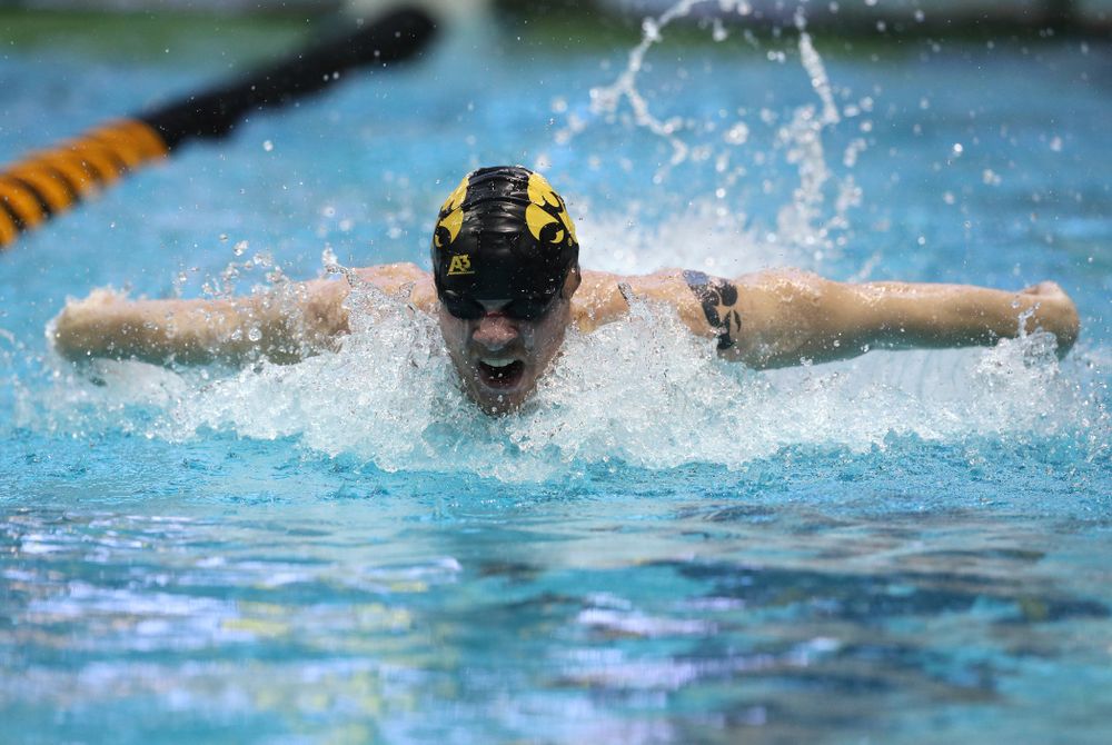 Iowa's Tanner Nelson swims the 200 yard Individual Medley Thursday, November 15, 2018 during the 2018 Hawkeye Invitational at the Campus Recreation and Wellness Center. (Brian Ray/hawkeyesports.com)