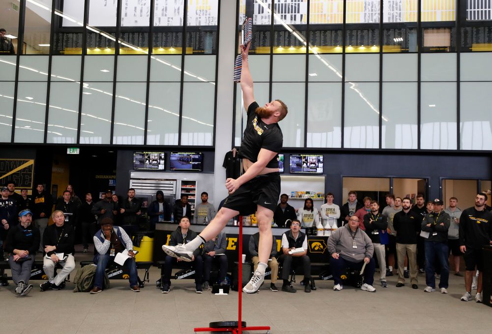 Drew Ott during the team's annual pro day Monday, March 26, 2018 at the Hansen Football Performance Center. (Brian Ray/hawkeyesports.com)