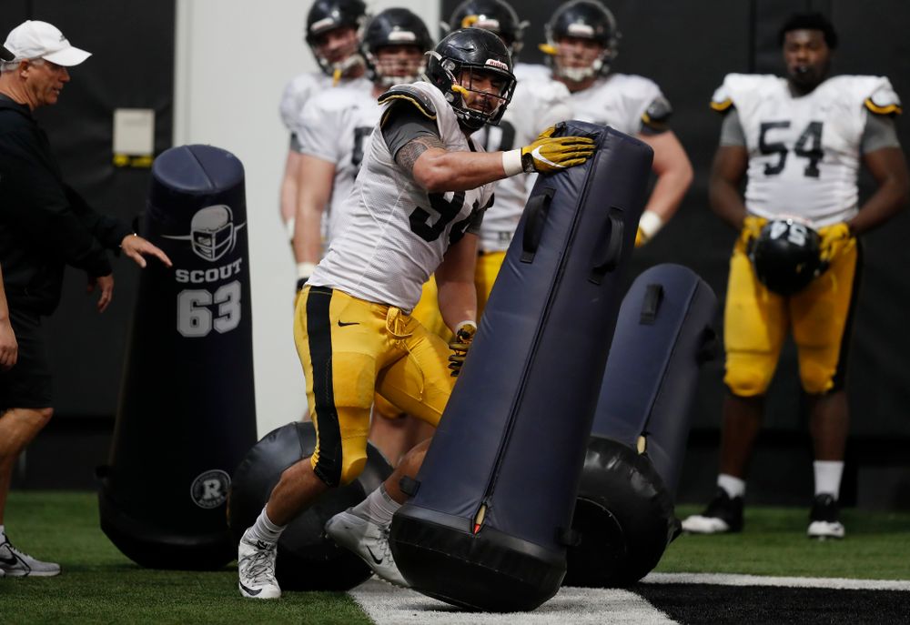 Iowa Hawkeyes defensive end A.J. Epenesa (94) during spring practice Wednesday, March 28, 2018 at the Hansen Football Performance Center.  (Brian Ray/hawkeyesports.com)
