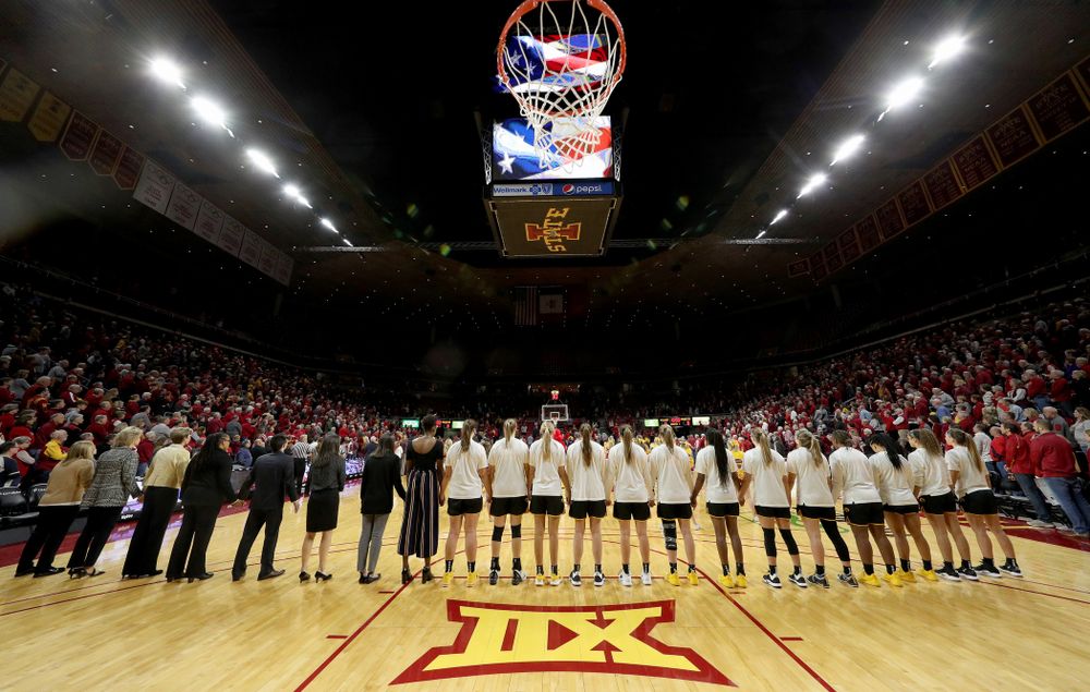 The Iowa Hawkeyes against the Iowa State Cyclones Wednesday, December 11, 2019 at Hilton Coliseum in Ames, Iowa(Brian Ray/hawkeyesports.com)