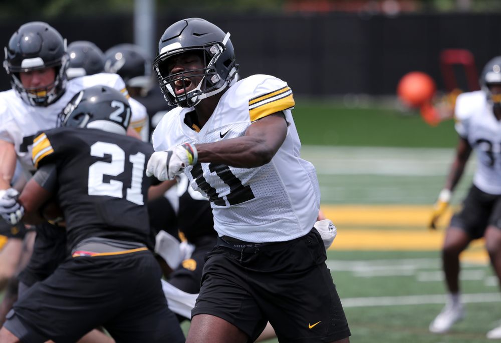 Iowa Hawkeyes defensive back Michael Ojemudia (11) during the third practice of fall camp Sunday, August 5, 2018 at the Kenyon Football Practice Facility. (Brian Ray/hawkeyesports.com)