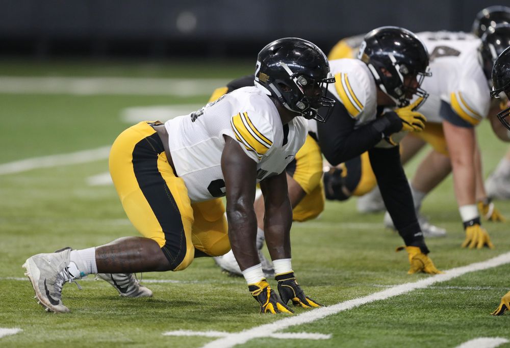 Iowa Hawkeyes linebacker Amani Jones (52) During Fall Camp Practice No. 6 Thursday, August 8, 2019 at the Ronald D. and Margaret L. Kenyon Football Practice Facility. (Brian Ray/hawkeyesports.com)