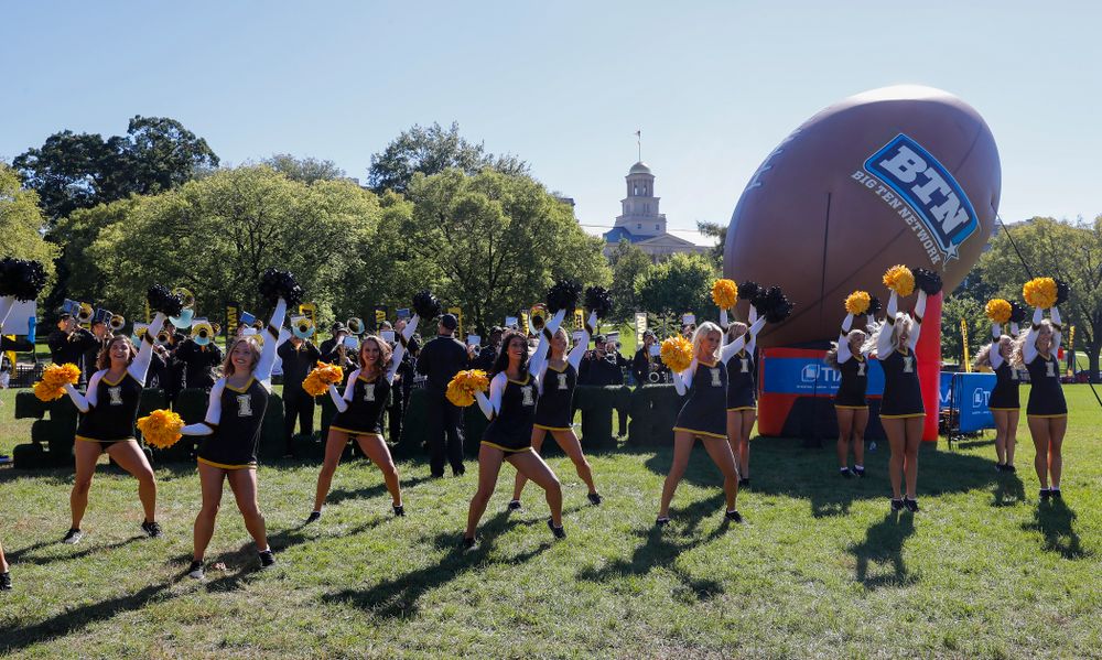 The Iowa Dance Team performs as the BTN Tailgate does a live show Saturday, September 22, 2018 at Hubbard Park on the University of Iowa Campus. (Brian Ray/hawkeyesports.com)