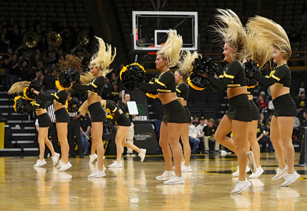 The Iowa Dance Team performs during the second half of their exhibition game against Lindsey Wilson College at Carver-Hawkeye Arena in Iowa City on Monday, Nov 4, 2019. (Stephen Mally/hawkeyesports.com)
