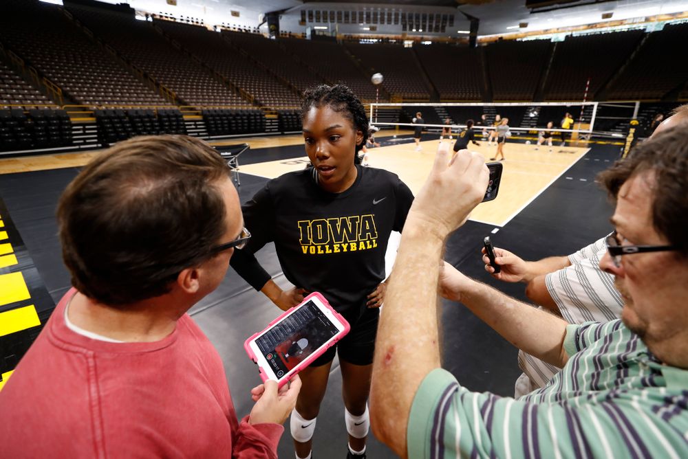 Iowa Hawkeyes outside hitter Taylor Louis (16) during the team's annual media day Friday, August 17, 2018 at Carver-Hawkye Arena. (Brian Ray/hawkeyesports.com)