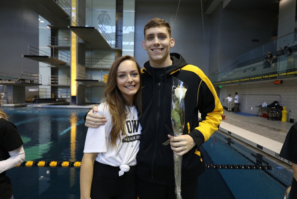 Jack Smith is introduced during senior day before a double dual against Wisconsin and Northwestern Saturday, January 19, 2019 at the Campus Recreation and Wellness Center. (Brian Ray/hawkeyesports.com)