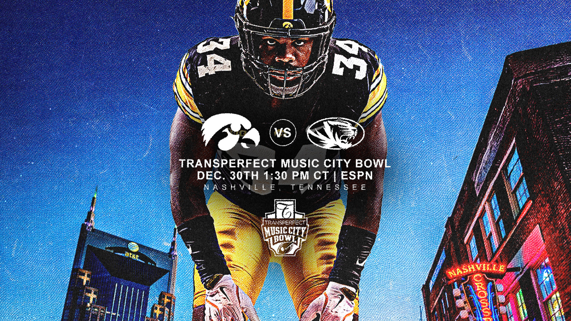 Iowa to Meet Missouri in Transperfect Music City Bowl University of