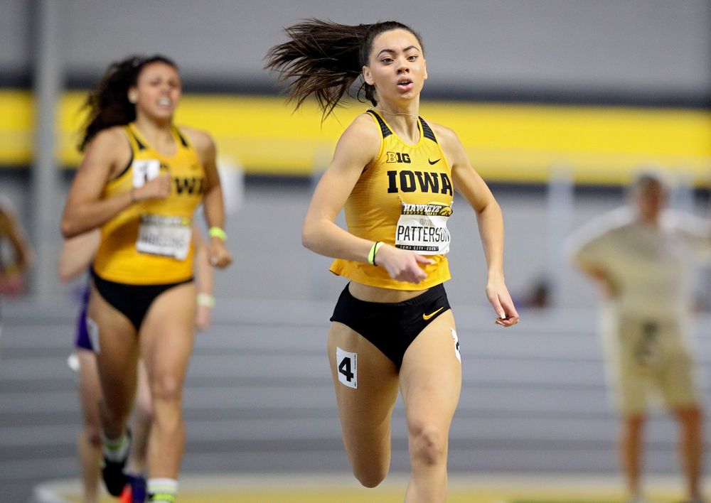 Iowa’s Davicia Patterson runs the women’s 600 meter run event during the Hawkeye Invitational at the Recreation Building in Iowa City on Saturday, January 11, 2020. (Stephen Mally/hawkeyesports.com)