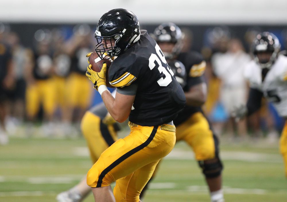 Iowa Hawkeyes tight end Nate Wieting (39) during Fall Camp Practice No. 6 Thursday, August 8, 2019 at the Ronald D. and Margaret L. Kenyon Football Practice Facility. (Brian Ray/hawkeyesports.com)