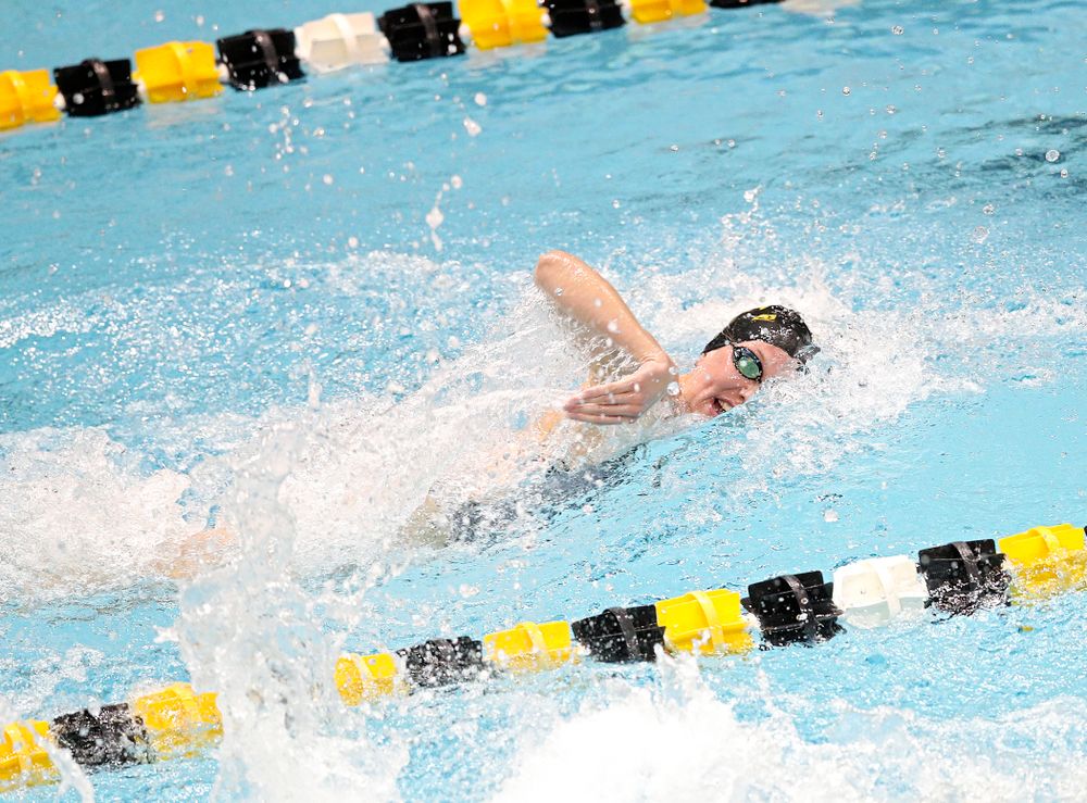 Iowa’s Allyssa Fluit swims the women’s 50 yard freestyle event during their meet at the Campus Recreation and Wellness Center in Iowa City on Friday, February 7, 2020. (Stephen Mally/hawkeyesports.com)