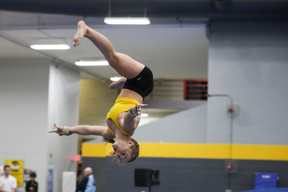 Lauren Guerin performs on the beam during the Iowa women’s gymnastics Black and Gold Intraquad Meet on Saturday, December 7, 2019 at the UI Field House. (Lily Smith/hawkeyesports.com)