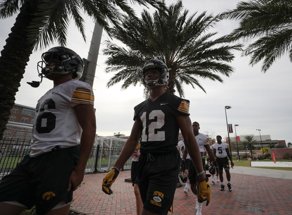 Iowa Hawkeyes wide receiver Brandon Smith (12) during the team's first Outback Bowl Practice in Florida Thursday, December 27, 2018 at Tampa University. (Brian Ray/hawkeyesports.com)