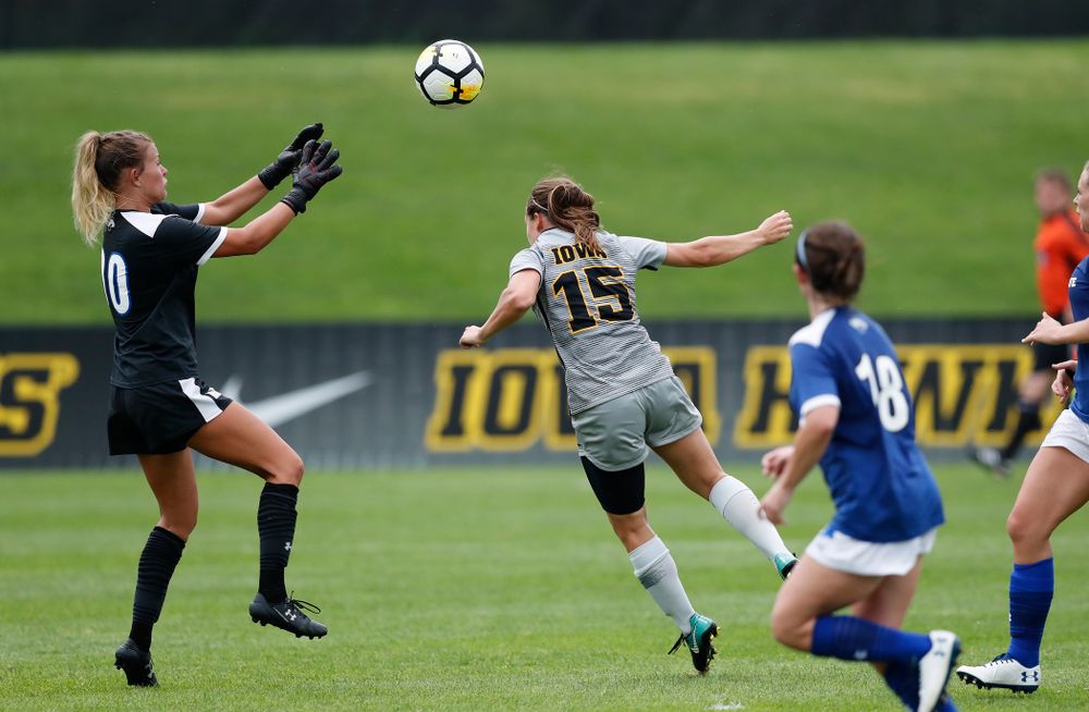 Iowa Hawkeyes Rose Ripslinger (15) against Indiana State Sunday, August 26, 2018 at the Iowa Soccer Complex. (Brian Ray/hawkeyesports.com)