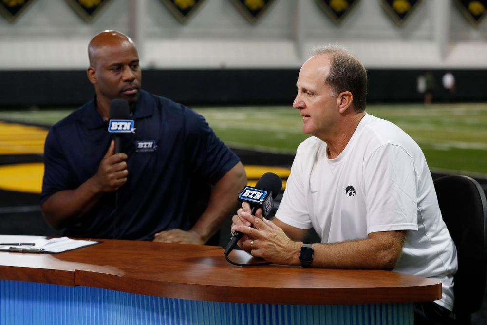 Iowa Hawkeyes defensive coordinator Phil Parker on the Big Ten Network set Monday, August 20, 2018 at the Hansen Football Performance Center. (Brian Ray/hawkeyesports.com)