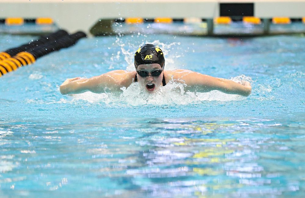 Iowa’s Kelsey Drake swims in the women’s 200 yard butterfly preliminary event during the 2020 Women’s Big Ten Swimming and Diving Championships at the Campus Recreation and Wellness Center in Iowa City on Saturday, February 22, 2020. (Stephen Mally/hawkeyesports.com)