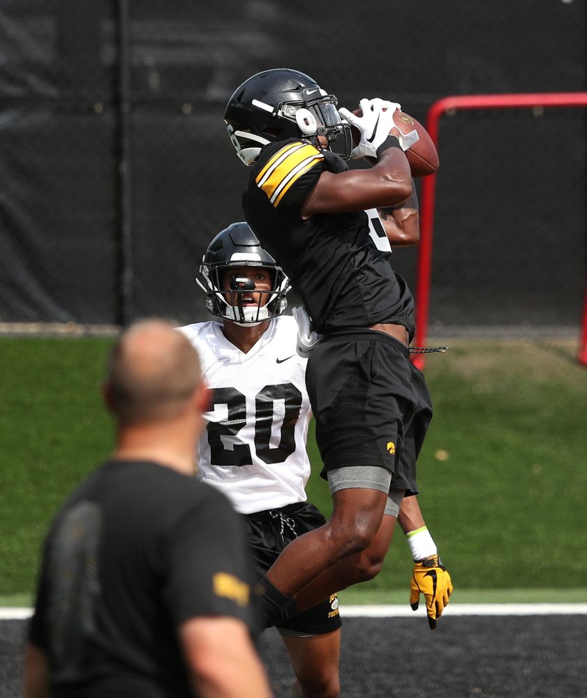 Iowa Hawkeyes wide receiver Ihmir Smith-Marsette (6) During Fall Camp Practice No. 4 Monday, August 5, 2019 at the Ronald D. and Margaret L. Kenyon Football Practice Facility. (Brian Ray/hawkeyesports.com)