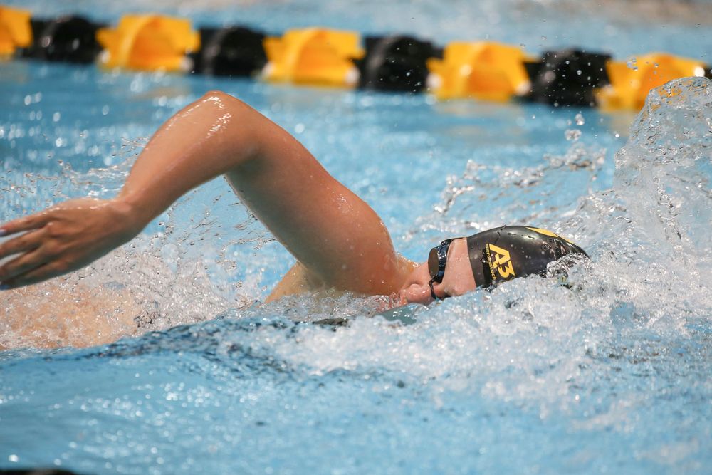 Iowa’s Lauren McDougall swims the 200-yard freestyle during the Iowa swimming and diving meet vs Notre Dame and Illinois on Saturday, January 11, 2020 at the Campus Recreation and Wellness Center. (Lily Smith/hawkeyesports.com)