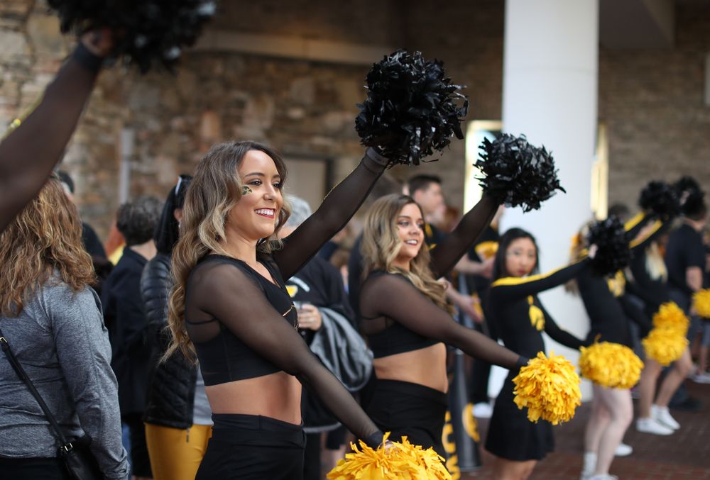 The Iowa Dance Team during a send off at the hotel before their game against the NC State Wolfpack in the regional semi-final of the 2019 NCAA Women's College Basketball Tournament Saturday, March 30, 2019 at Greensboro Coliseum in Greensboro, NC.(Brian Ray/hawkeyesports.com)