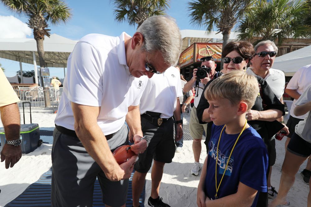 Iowa Hawkeyes head coach Kirk Ferentz during the Outback Bowl Beach Day Sunday, December 30, 2018 at Clearwater Beach. (Brian Ray/hawkeyesports.com)