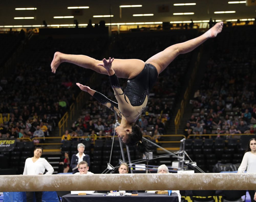 Iowa's Misty-Jade Carlson competes on the beam during their meet against Southeast Missouri State Friday, January 11, 2019 at Carver-Hawkeye Arena. (Brian Ray/hawkeyesports.com)