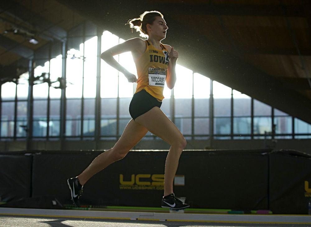 Iowa’s Grace McCabe runs the women’s 800 meter run premier event during the Larry Wieczorek Invitational at the Recreation Building in Iowa City on Saturday, January 18, 2020. (Stephen Mally/hawkeyesports.com)