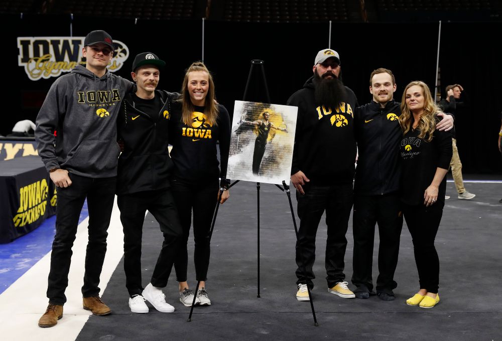 Iowa's Dylan Ellsworth and his family during senior day activities 